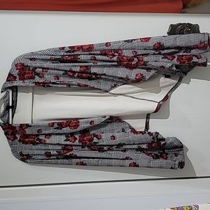 Rose Pattern Shawl Collar Blazer